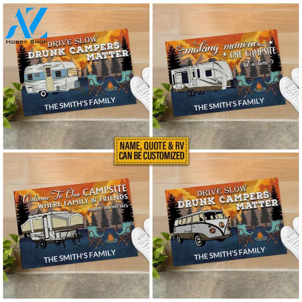 Personalized Camping Retro Making Memories Custom RV Quotes Customized Doormat | WELCOME MAT | HOUSE WARMING GIFT