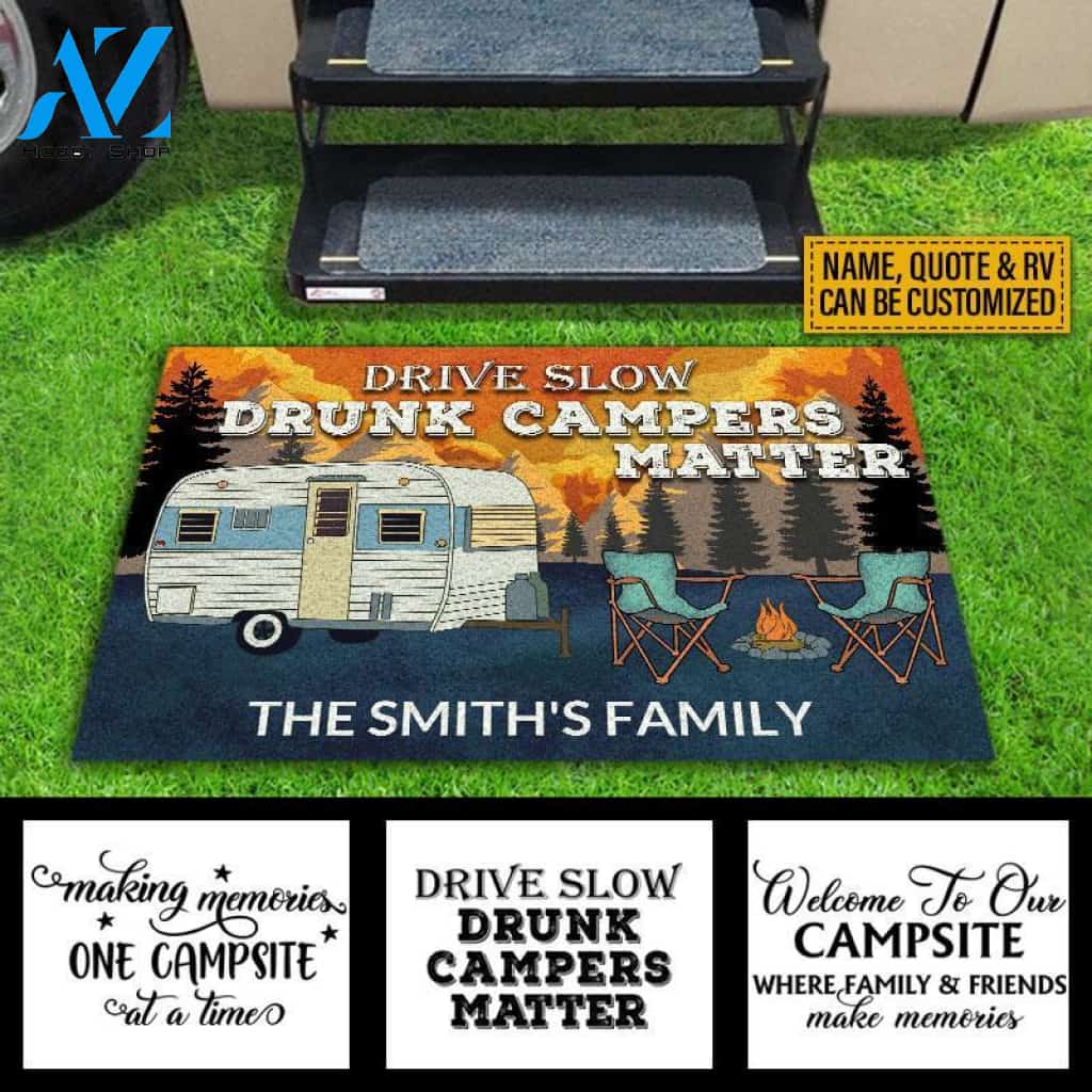 Personalized Camping Retro Making Memories Custom RV Quotes Customized Doormat | WELCOME MAT | HOUSE WARMING GIFT