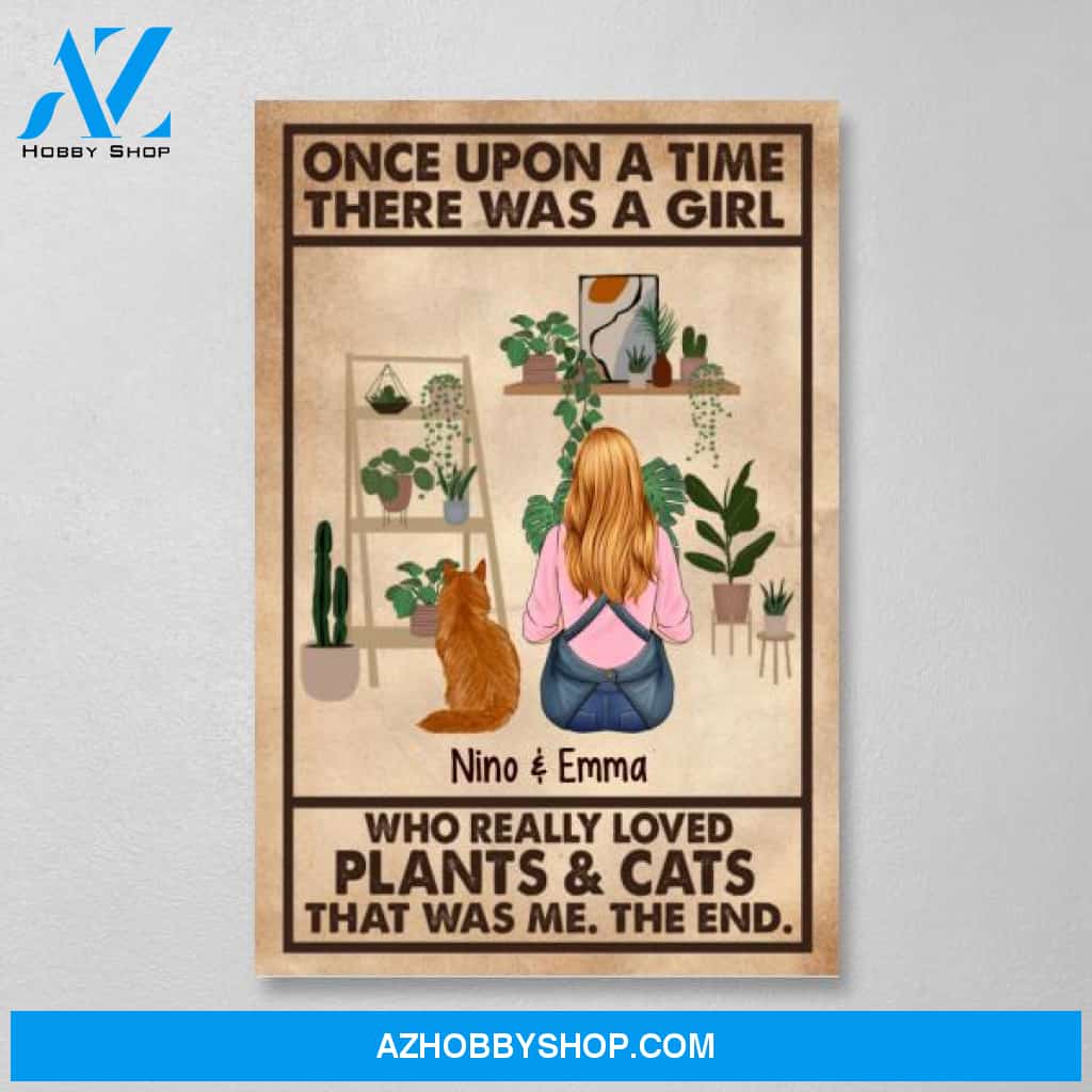 Personalized Canvas, A Girl Who Really Loved Plants and Cats, Gift for Gardeners and Cat Lovers