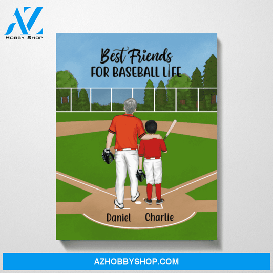 Personalized Canvas Baseball Dad and Kids, Custom Gift for Baseball Lovers
