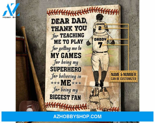 Personalized Canvas, Baseball Dad And Son Canvas And Poster, Wall Decor Visual Art, Gift Father's Day