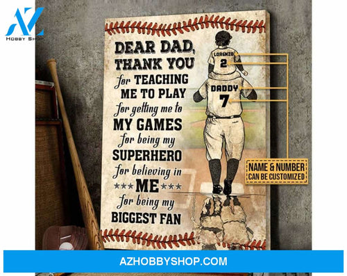 Personalized Canvas, Baseball Dad And Son Canvas And Poster, Wall Decor Visual Art, Gift Father's Day