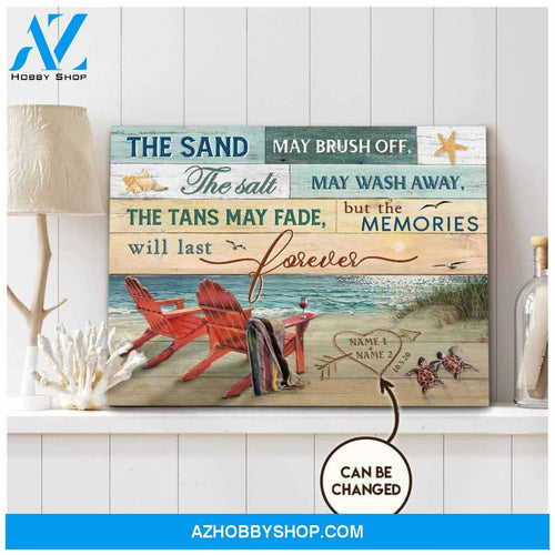 Personalized Canvas, Beach Lover Coastal With Beach Chair Memories Last Forver Canvas And Poster, Wall Decor Visual Art