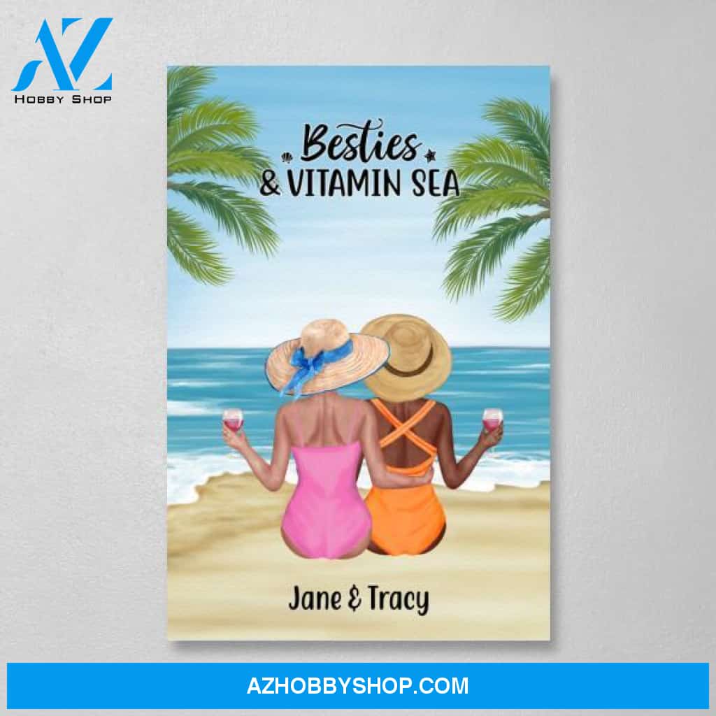 Personalized Canvas, Beach Sisters, Gift for Beach Lovers