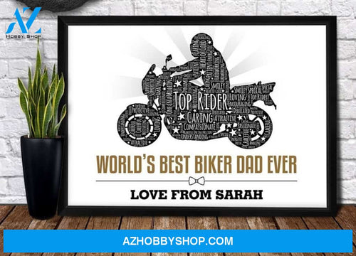 Personalized Canvas, Best Biker Dad Ever Canvas And Poster, Wall Decor Visual Art, Gift Father's Day