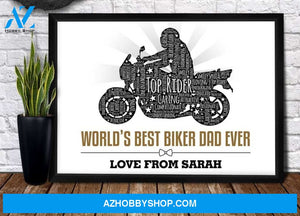 Personalized Canvas, Best Biker Dad Ever Canvas And Poster, Wall Decor Visual Art, Gift Father's Day
