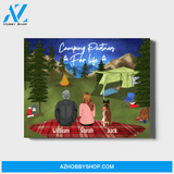 Personalized Canvas, Camping Couple and Dogs, Custom Gift for Camping Lovers