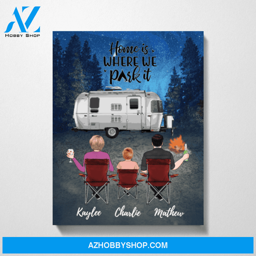 Personalized Canvas, Camping Family Sitting On Chair Gift for Campers