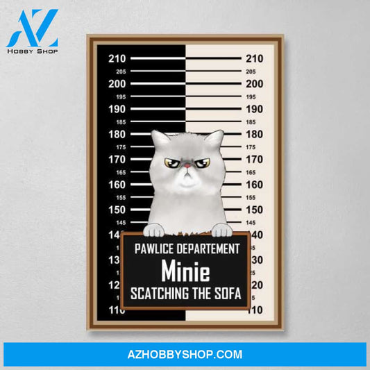 Personalized Canvas, Cat In Pawlice Department Gift for Cat Mother Cat Father