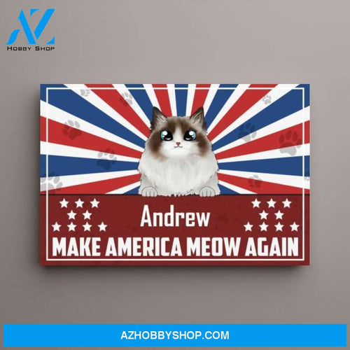 Personalized Canvas, Cats Make America Meow Again Gift for The Fourth Of July