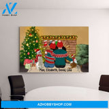 Personalized Canvas, Christmas Couple With Pets, Gift For Christmas