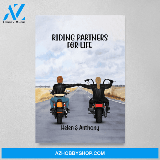 Personalized Canvas, Chubby Biker Couple and Friends, Custom Gift for Motorbike Lovers