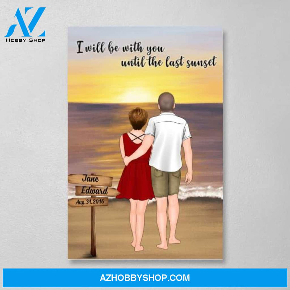 Personalized Canvas, Coupe On Beach Sunset, Gift for Anniversary & Couple, Gift for Him, Gift for Her