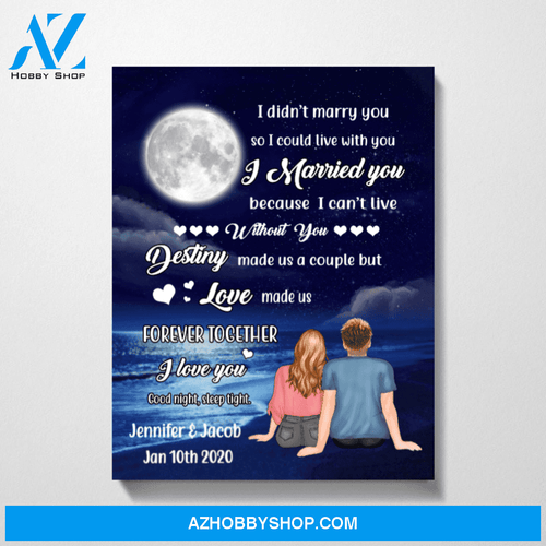 Personalized Canvas, Couple On The Beach At Night Gift for Husband Wife