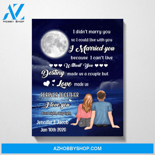 Personalized Canvas, Couple On The Beach At Night Gift for Husband Wife