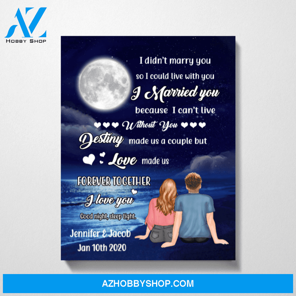 Personalized Canvas, Couple On The Beach At Night Gift for Husband Wife