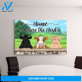 Personalized Canvas, Cow Peeking Home Is Where The Herd Is Gift for Farmers