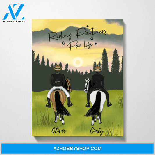 Personalized Canvas, Custom Couple Man Woman Horse Riding