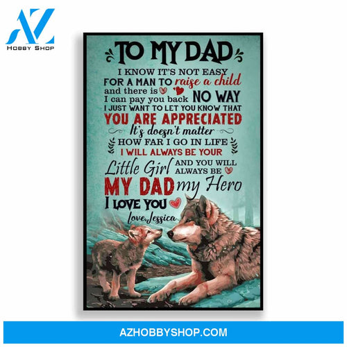 Personalized Canvas, Dad and Daughter Wolf Canvas And Poster, Wall Decor Visual Art, Gift Father's Day