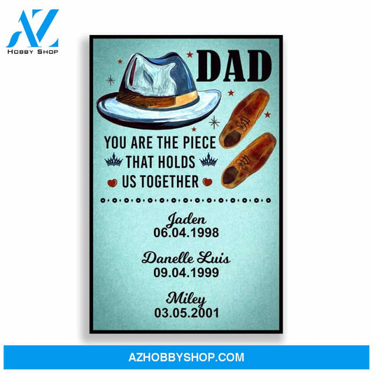 Personalized Canvas Dad Fedora Hat and Shoes Canvas And Poster, Wall Decor Visual Art, Gift Father's Day