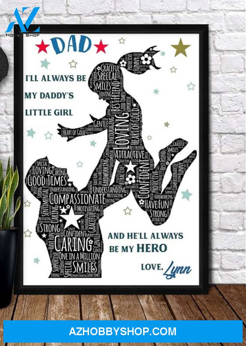 Personalized Canvas, DADDY LITTLE GIRL Canvas And Poster, Wall Decor Visual Art, Gift Father's Day