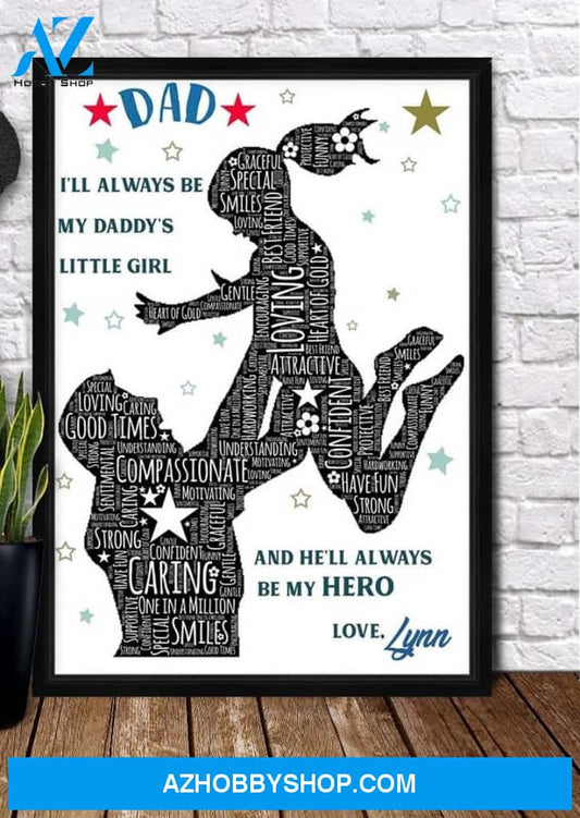 Personalized Canvas, DADDY LITTLE GIRL Canvas And Poster, Wall Decor Visual Art, Gift Father's Day