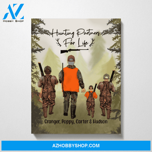 Personalized Canvas, Deer Hunting Family Dad and Sons, Custom Gift for Fathers Day