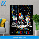 Personalized Canvas Faith Hope Love Autism Awareness Snowman Christmas Wall Art For Christmas Gift Canvas Wall Art