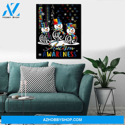 Personalized Canvas Faith Hope Love Autism Awareness Snowman Christmas Wall Art For Christmas Gift Canvas Wall Art
