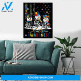 Personalized Canvas Faith Hope Love Autism Awareness Snowman Christmas Wall Art For Christmas Gift Canvas Wall Art