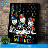 Personalized Canvas Faith Hope Love Autism Awareness Snowman Christmas Wall Art For Christmas Gift Canvas Wall Art