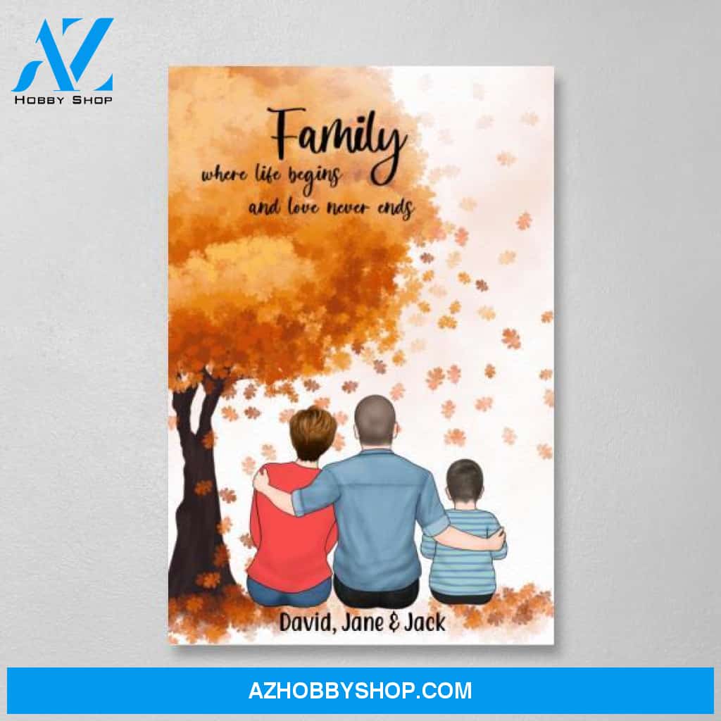 Personalized Canvas, Family Sitting Together, Gift for Family