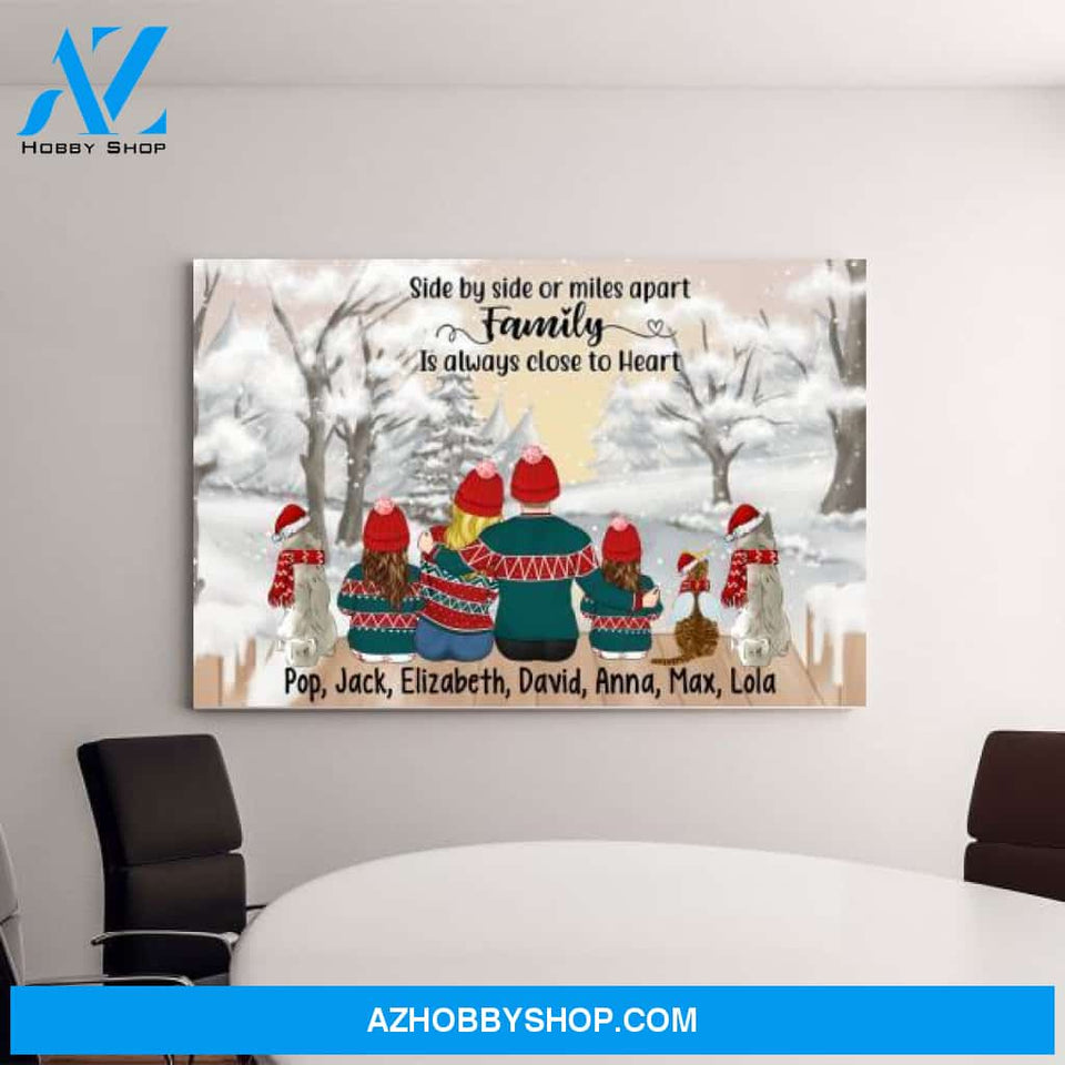 Personalized Canvas, Family Sitting Together In Winter, Christmas Gift For Whole Family