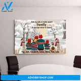 Personalized Canvas, Family Sitting Together In Winter, Christmas Gift For Whole Family