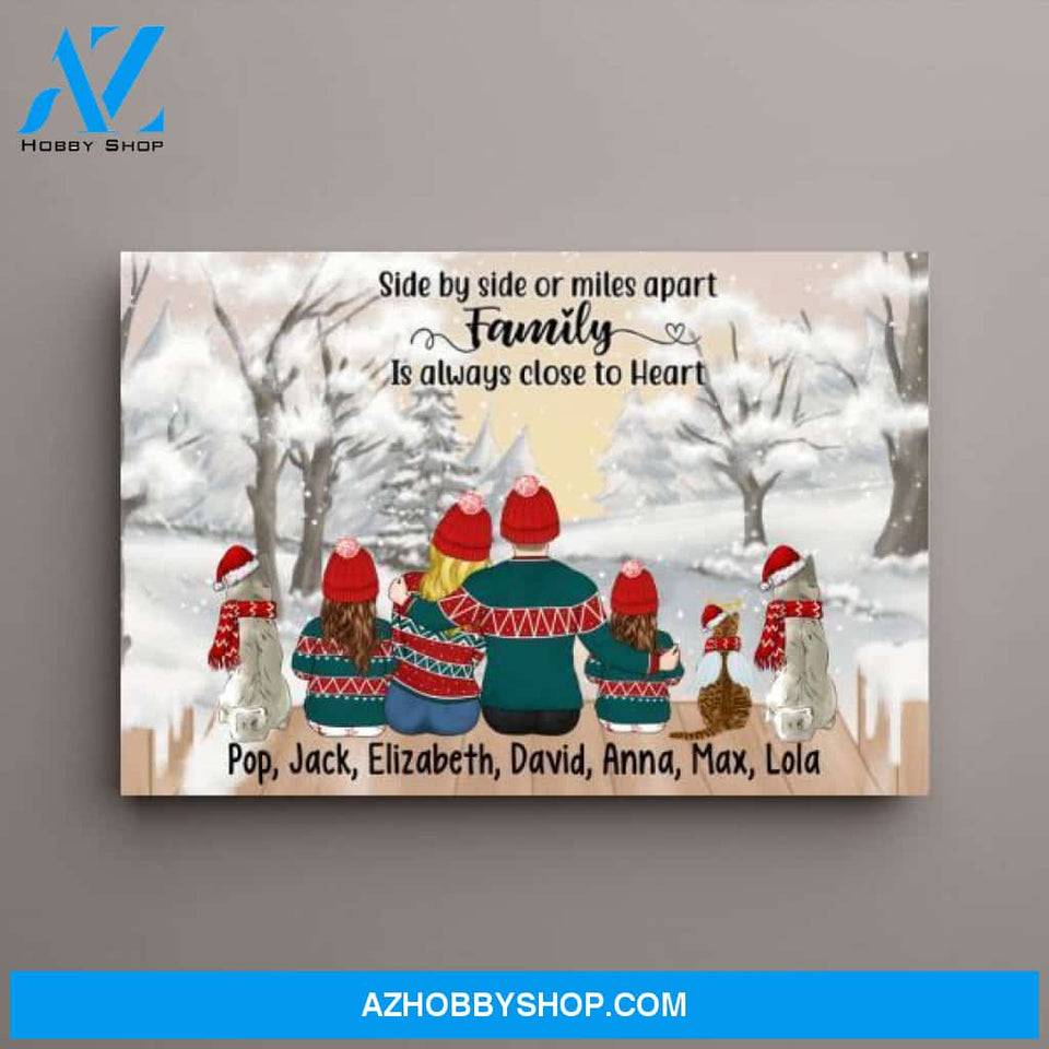 Personalized Canvas, Family Sitting Together In Winter, Christmas Gift For Whole Family