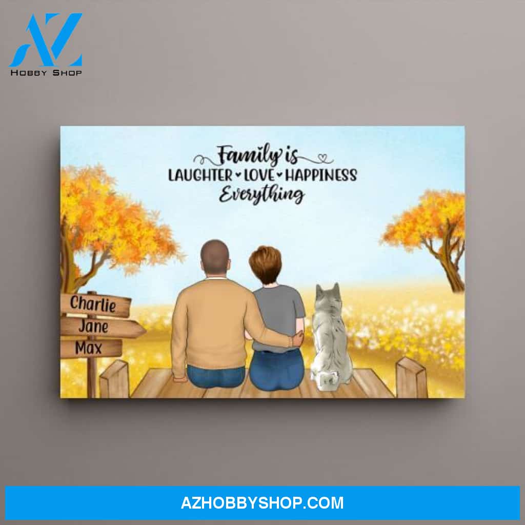 Personalized Canvas, Family Sitting Together On Beach and Garden, Gift for Whole Family