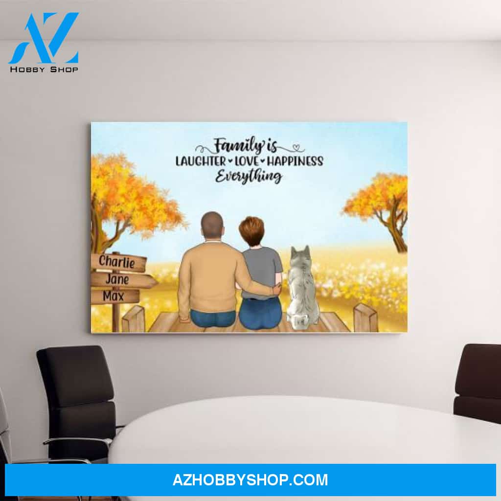 Personalized Canvas, Family Sitting Together On Beach and Garden, Gift for Whole Family