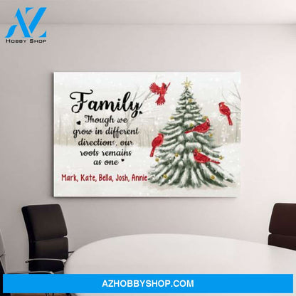 Personalized Canvas, Family Though We Grow In Different Directions, Christmas Gift For Family