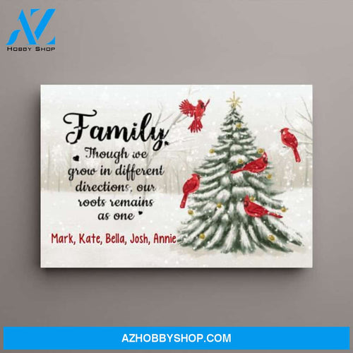 Personalized Canvas, Family Though We Grow In Different Directions, Christmas Gift For Family
