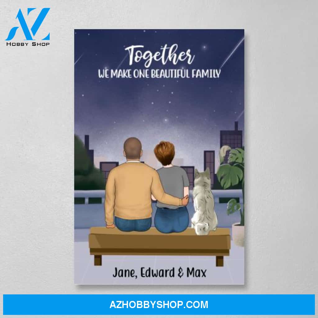 Personalized Canvas, Family Together On Terrace At Night, Gift for Whole Family