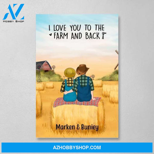 Personalized Canvas, Farmer Couple Sitting On Wheat Straw Bale, Gift for Farmers