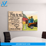 Personalized Canvas, Farming Couple On Tractor with Dogs, Gift for Farmers and Dog Lovers