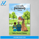 Personalized Canvas, Farming Couple with Horse, Cat and Dog, Up To 3 Pets, Gift for Farming, Pet Lovers