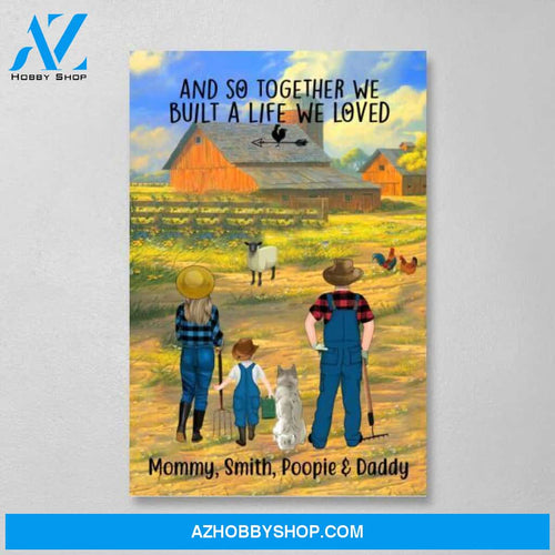 Personalized Canvas, Farming Family and Pet, Gift for Farming and Dog, Cat Lovers