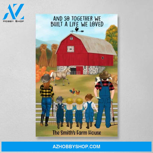 Personalized Canvas, Farming Family Harvest In The Fall, Up To 4 Kids, Gift for Farmers