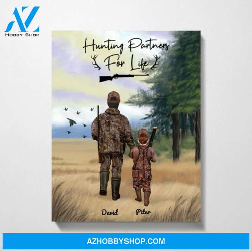 Personalized Canvas, Father And Son Hunting Partners Canvas And Poster Fathers Day Gift, Canvas Wall Art, Wall Decor Visual Art, Vintage Posters