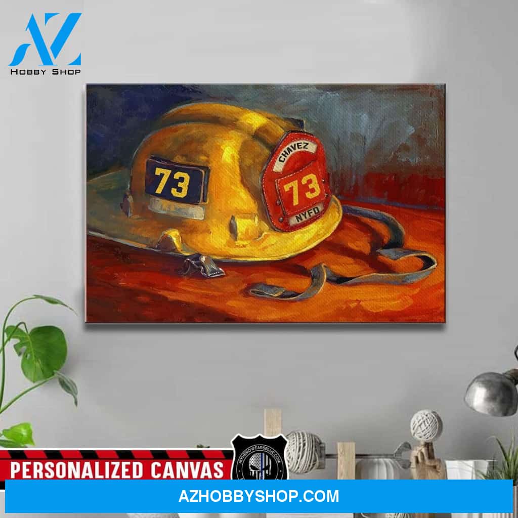 Personalized Canvas – Firefighter Hat – Name And Department – Canvas