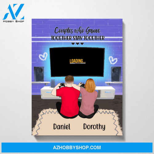 Personalized Canvas, Gaming Couple and Friends, Custom Gift for Video Game Lovers