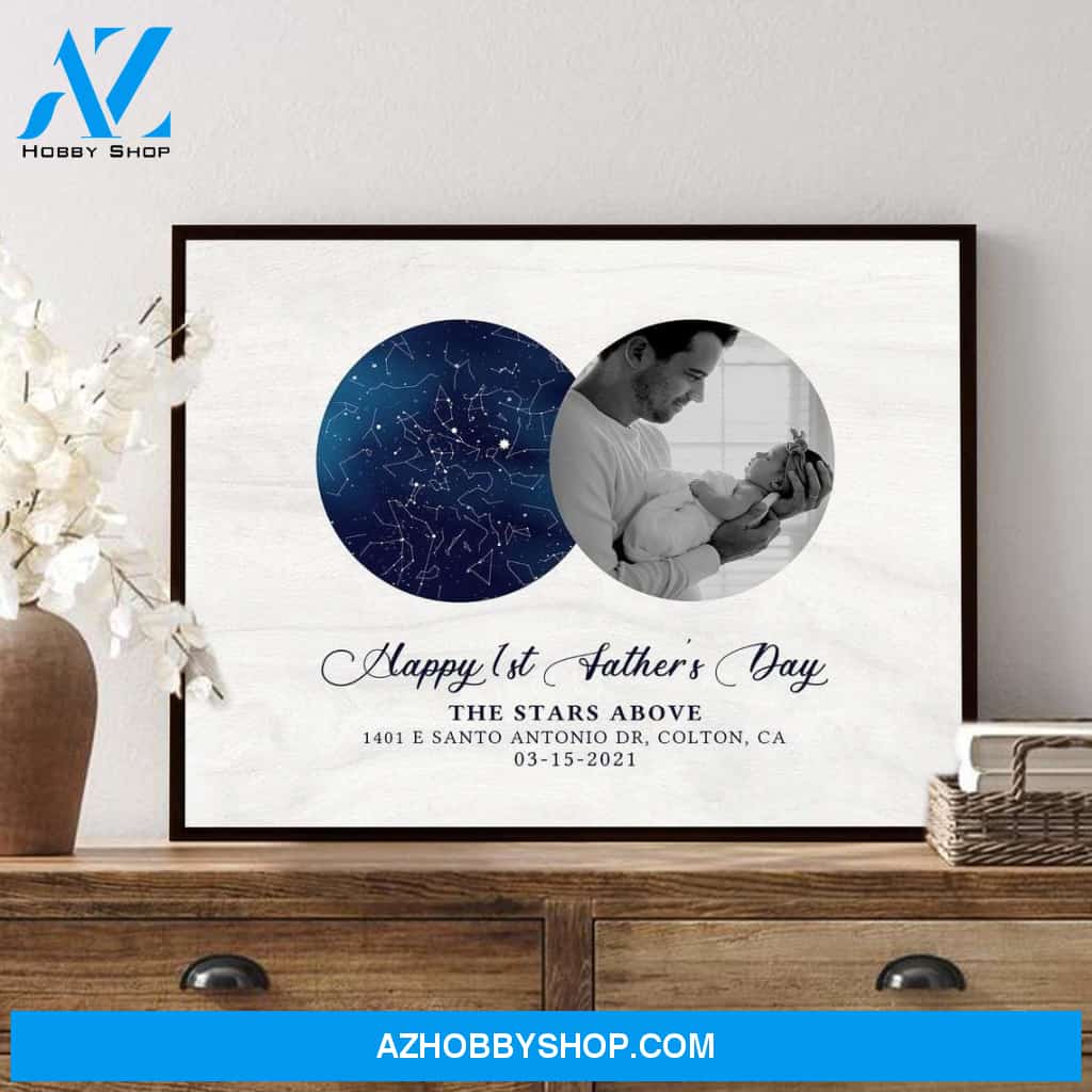 Personalized Canvas, Gift for Dad,1st Fathers Day,Night Sky Print,Constellation Map Canvas And Poster, Wall Decor Visual Art, Gift Father's Day