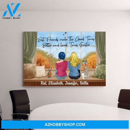 Personalized Canvas, Gift For Dog Lovers, Cat Lovers, Rabbit Lovers, Fall Gift For Sisters Best Friends